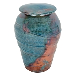 Turquoise Lustre Raku Ceramic Urn