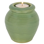 Meridian Ceramic Tealight Urn - Natural Green