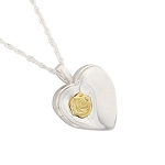 Heart with Gold Rose Locket for Ashes
