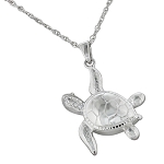 Silver Sea Turtle Cremation Pendant and Necklace