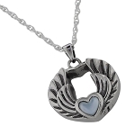 Tiny Heart Angel Wings Cremation Jewelry