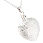 Etched Heart Pendant and Necklace for Ashes
