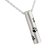 Paw Print Cylinder Necklace for Ashes 