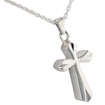 Silver Bevel Cross Necklace for Ashes