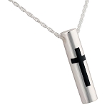 Cylinder with Cross Necklace for Ashes