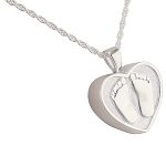 Heart with Baby Feet Necklace for Ashes