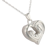 Mother and Child Heart Necklace for Ashes