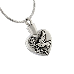 Dove Heart Cremation Jewelry Pendant