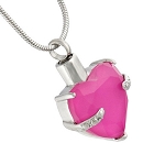 Persian Pink Heart Gemstone Cremation Jewelry