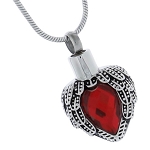 Ruby Angel Heart Pendant for Ashes