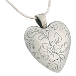 Floral Heart Pendant for Ashes White Bronze