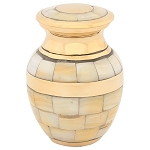 Mother of Pearl Double Band Brass Keepsake Urn