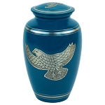 Silver Eagle Brass Urn - Blue