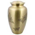 Classic Engraved Butterfly Urn in Gold