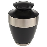 Adria Black Cremation Urn with Silver Band