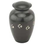 Dark Gray with Silver Paw Prints Pet Urn - Extra Large