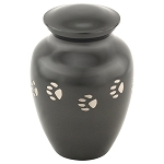 Dark Gray with Silver Paw Prints Pet Urn - Large
