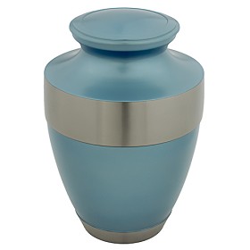 Adria Blue Cremation Urn with Silver Band