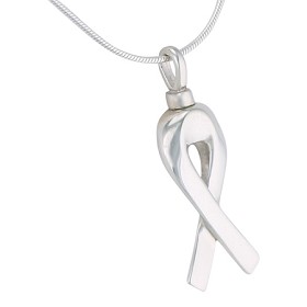 Awareness Ribbon Silver Pendant for Ashes