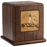 Lighthouse Scene Wood Cremation Urn