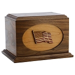 American Flag Wood Cremation Urn